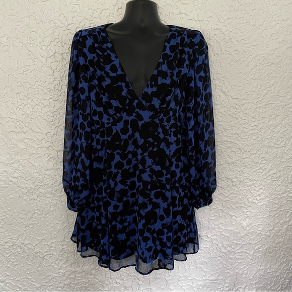 Topshop Curve V-neck Printed Mini Tea Dress 14 - Picture 2 of 9